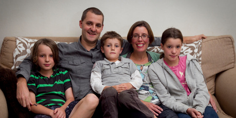 Alistair Ray, here with wife Amanda and (from left) Matthew, James and Abbie, would have liked to see a capital gains tax. Photo / Natalie Slade