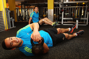 Returning All Blacks Tamati Ellison and Ben Smith (background). Photo / Getty Images