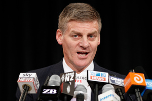 Finance Minister Bill English during his presentation on the 2012 Budget to analysts and media at the Beehive. Photo / Mark Mitchell