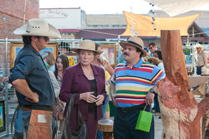 Jack Black (right) portraying Bernie Tiede, right, in a scene from 'Bernie'. Photo / Supplied