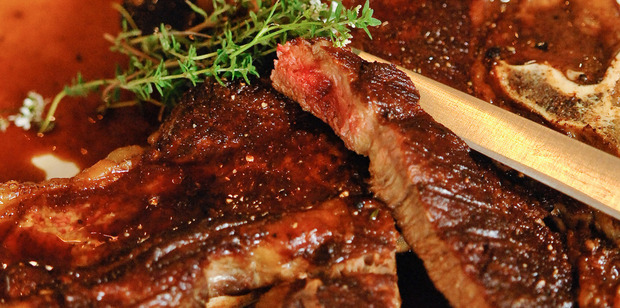 A T-bone steak is plenty for two people. Photo / Jason Dorday