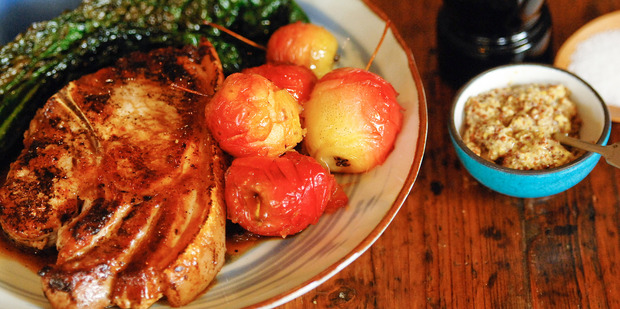 Crab apples make a pleasant change as an accompaniment to pork chops. Photo / Jason Dorday