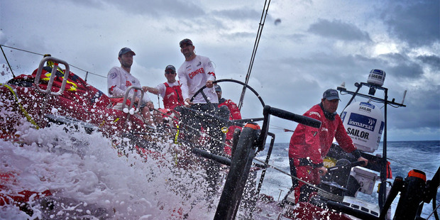 A bold tactical move has seen Team New Zealand's Camper come from last place to steal a narrow lead in leg seven of the Volvo Ocean Race. Photo / Hamish Hooper.