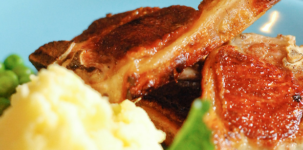 Homemade mint sauce goes perfectly with lamb chops. Photo / Jason Dorday