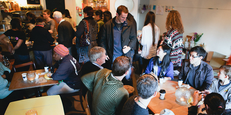 Cosset Cafe in Mt Albert, Auckland, was mobbed by close to 500 people who took part in the Carrotmob campaign. They managed to raise $1200 for charity. Photo / Supplied