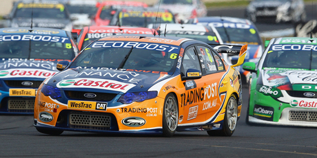 Will Davison leads the way during race 11 of the V8 Supercar Championship Series. Photo / Getty Images