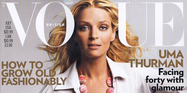 Uma Thurman on the cover of British Vogue. Photo / Supplied