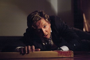 Chris Warner (Michael Galvin) in a chilling scene from Shortland Street's 20th anniversary episode. Photo / Supplied