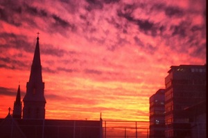Tonight's sunset in Auckland. Photo / Greg Bowker
