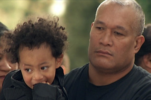Two-year-old So'saia Paasi with his uncle. Photo / TV3
