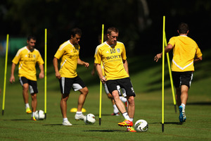 Alex Smith of the Phoenix controls the ball during a Wellington Phoenix A-League training session at Sydney Grammar in Sydney, Australia. Photo / Getty