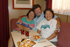 Belle Glasby, Marc Glasby and Dorothy Loader appeared on television talking about their 'poly' relationship. Photo / Supplied