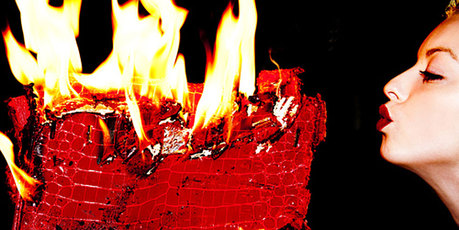 Francesca Eastwood has lit a fire of another kind after destroying this $100,000 handbag. Photo / Tyler Shields