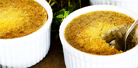 Baked portobello and thyme custards. Photo / Babiche Martens