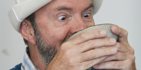 Jim Eagles samples some kumyz (fermented mare's milk) - a favourite of Kyrgyz nomads. Photo / Greg Bowker