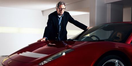 Eric Clapton with the custom-built SP12 EC Ferrari. Photo / Supplied