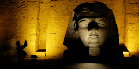 A tourist tries to capture the awe-inspiring majesty of the Luxor Temple in the upper Egyptian city of Luxor. Photo / Alan Gibson