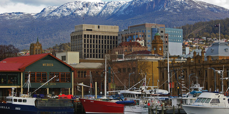 Hobart's waterfront, with Mt Wellington in the background. Photo / Tourism Tasmania