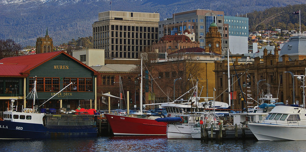 Hobart's waterfront, with Mt Wellington in the background. Photo / Tourism Tasmania