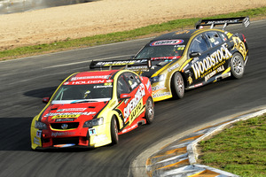 Scott McLaughlin leads the way with Andy Booth close on his tail. Photo / Geoff Ridder