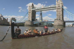 The crew practised on the Thames before today's big outing. Photo / Toi Maori