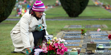 Aynsley Harwood visits the grave of her daughter Louisa. She says the parole process re-victimises her. 'I don't, can't get over it.' Picture / Simon Baker