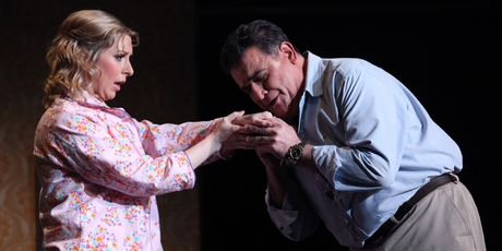 Emma Pearson as Gilda and Rafael Rojas as the Duke of Mantua in the NBR New Zealand Opera production of 'Rigoletto.' Photo / Supplied