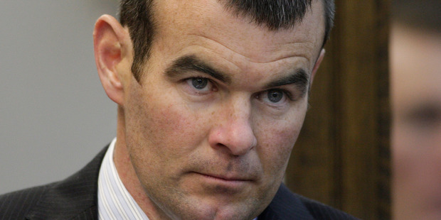 Ewen Kerry Macdonald in the dock for his trial for the murder of Feilding farmer Scott Guy. Photo / Mark Mitchell
