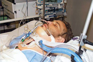 Shane Legg in intensive care after surgery. Photo / Supplied