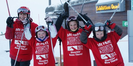From left, Edward O'Brien, Kate O'Brien, Nikki Crowther and Koby Crowther at Mt Hutt yesterday. Photo / Supplied