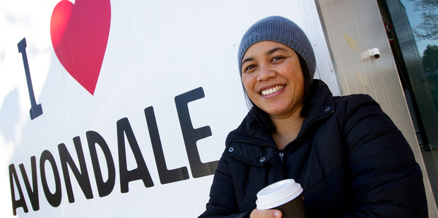 Janet Lilo having a coffee at her local, Salvation Kitchen Cafe, Photo / Brett Phibbs