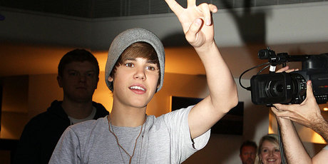Justin Bieber greets fans during his first New Zealand visit in April, 2010. Photo / Natalie Slade