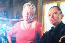 Painting of Maggie Beer (left) from her Cook and Chef Food TV series. Photo / Grant Allen Painting of Maggie Beer (left) from her Cook and Chef Food TV series. Photo / Grant Allen