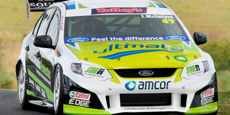 John McIntyre jumped into the lead of the V8 SuperTourer sprint series with just one race to go after a dramatic morning of racing at Hampton Downs today. Photo / Getty Images.