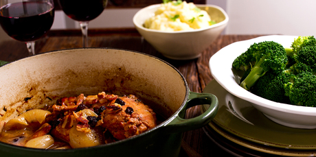Braised rabbit with sherry and oranges. Photo / Babiche Martens