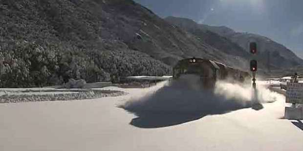 This train ploughed through deep snow at Arthurs Pass. Photo / Supplied