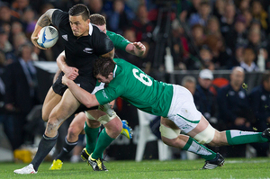 Sonny Bill Williams in action against Ireland. He has yet to unleash his big guns. Photo / Greg Bowker