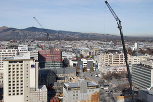 Christchurch with cranes dominating the CBD. Homeowners in the earthquake-devastated city may appeal their zoning decision. Photo / Geoff Sloan