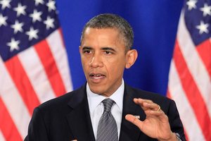 The President made light of his blunder. Photo / AP.