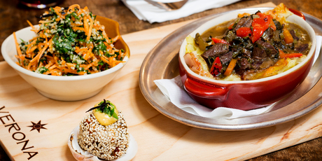 The Chinese Whisper, quinoa salad and venison, fig and Cavolo Nero dishes. Photo / Babiche Martens The Chinese Whisper, quinoa salad and venison, fig and Cavolo Nero dishes. Photo / Babiche Martens