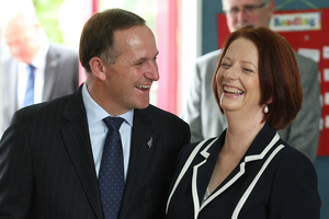 Prime Minister John Key and the Australian Prime Minister Julia Gillard. Photo / NZ Herald