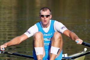 Men's single sculler Mahe Drysdale out on the water. Photo / Christine Cornege