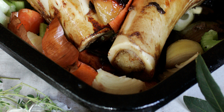 Beef bones and vegetables create a beautiful beef stock. Photo / Doug Sherring Beef bones and vegetables create a beautiful beef stock. Photo / Doug Sherring