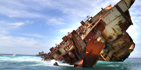 Tenders are being called for the removal of the Rena wreckage from the Astrolabe Reef. Photo / Maritime NZ