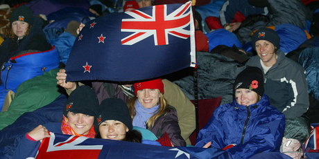 New Zealanders and Australians wait for dawn to break at the 90th anniversary commemorations of the Gallipoli landings in 2005. Photo / Mark Mitchell