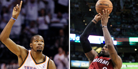 Kevin Durant and LeBron James are both looking to win maiden titles and begin their basketball legacies. Photo / AP
