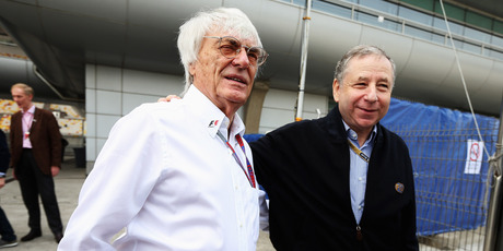 Jean Todt talks with F1 chief Bernie Ecclestone before April's Chinese GP. Photo / Getty Images