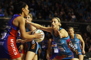 Grace Rasmussen in action for the Mystics. Photo / Getty Images.