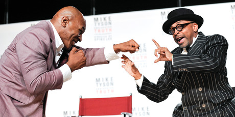 Former heavyweight boxer Mike Tyson and director Spike Lee announce Tyson's Broadway show in New York. Photo / AP