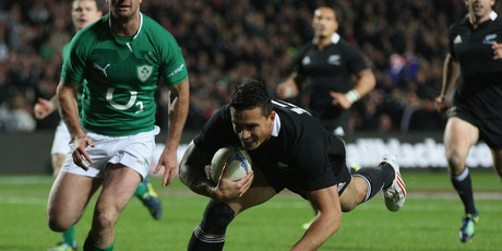 Sonny Bill Williams of the All Blacks scores a try during the International Test Match between New Zealand and Ireland. Photo / Getty Images.